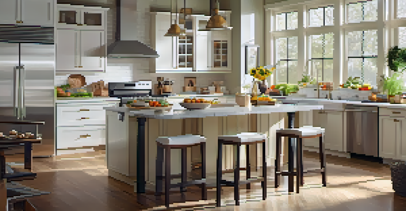 A bright kitchen bustling with family members of different ages collaborating on meal preparation, emphasizing togetherness.