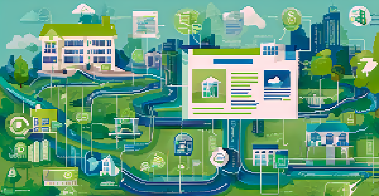 An infographic illustrating real estate crowdfunding processes with icons and arrows, using blue and green colors.
