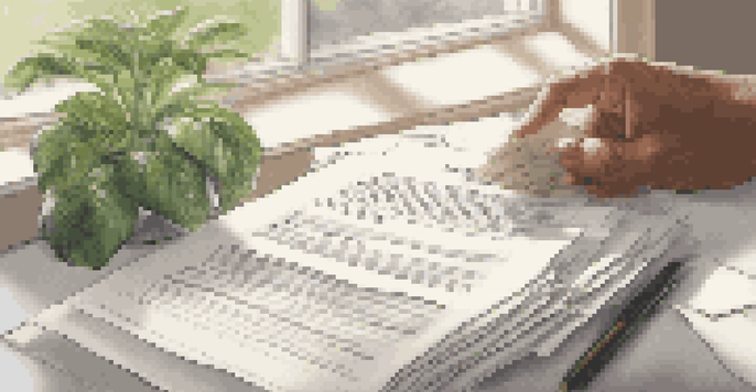 A close-up of real estate closing documents with a pen on top, illuminated by natural light.