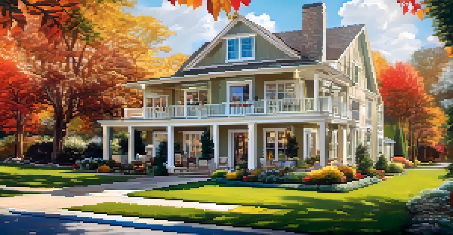 A vibrant social media post showcasing a beautiful property with tips for home buyers, featuring social media icons.
