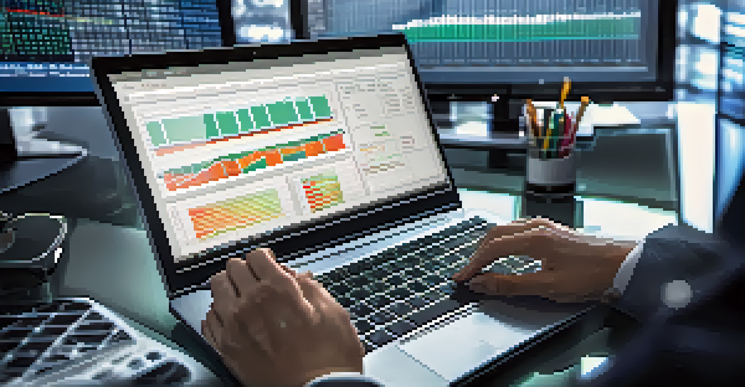 A financial analyst using a laptop to analyze REIT performance metrics.