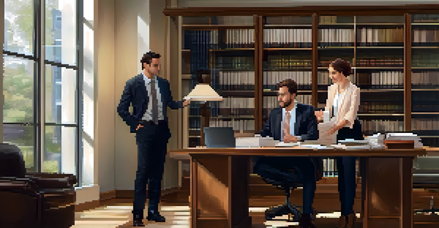 A mortgage professional consulting with a client in a warm office setting.