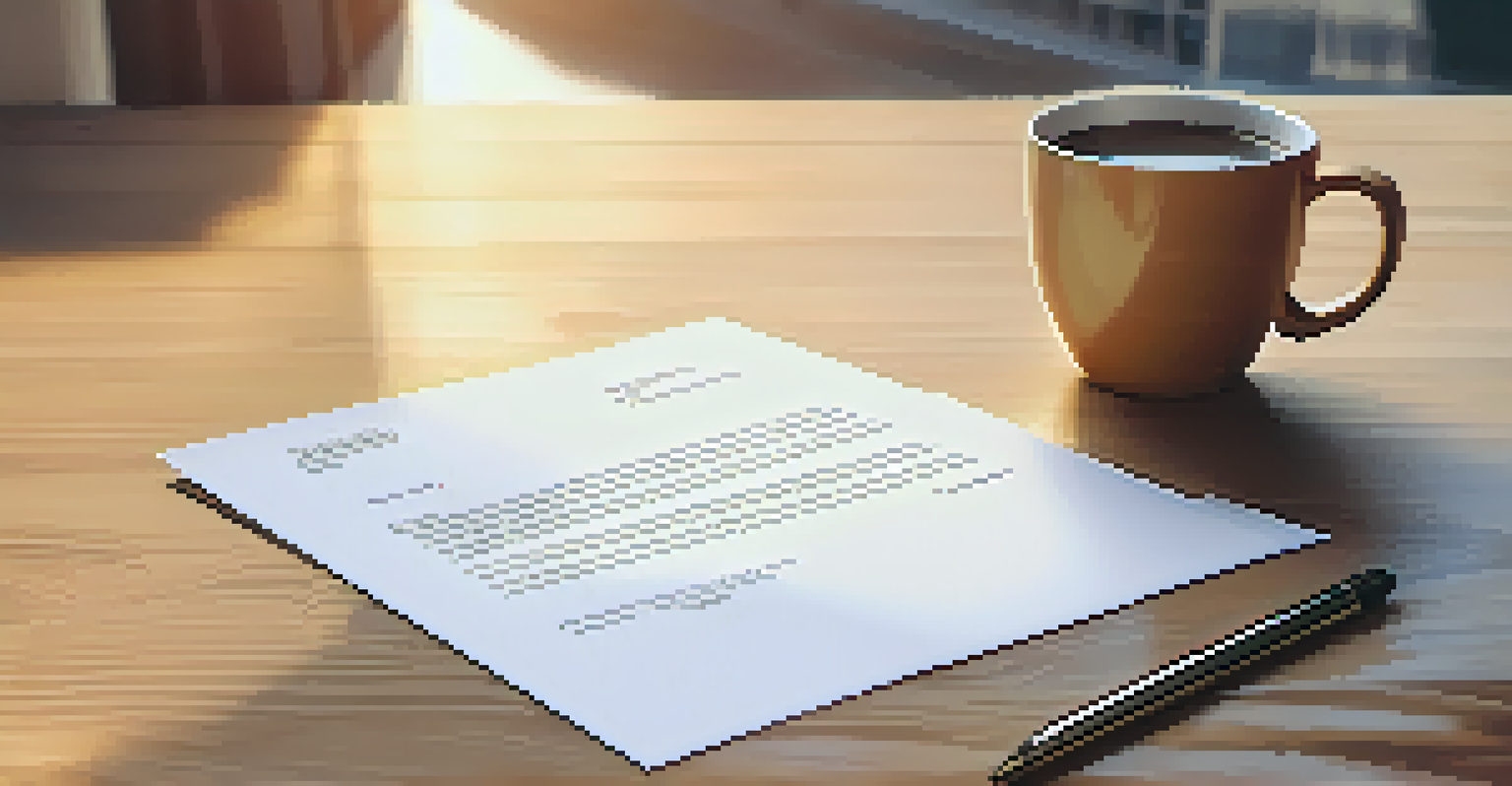 A close-up of a real estate offer letter on a wooden table with a pen, calculator, and coffee cup.