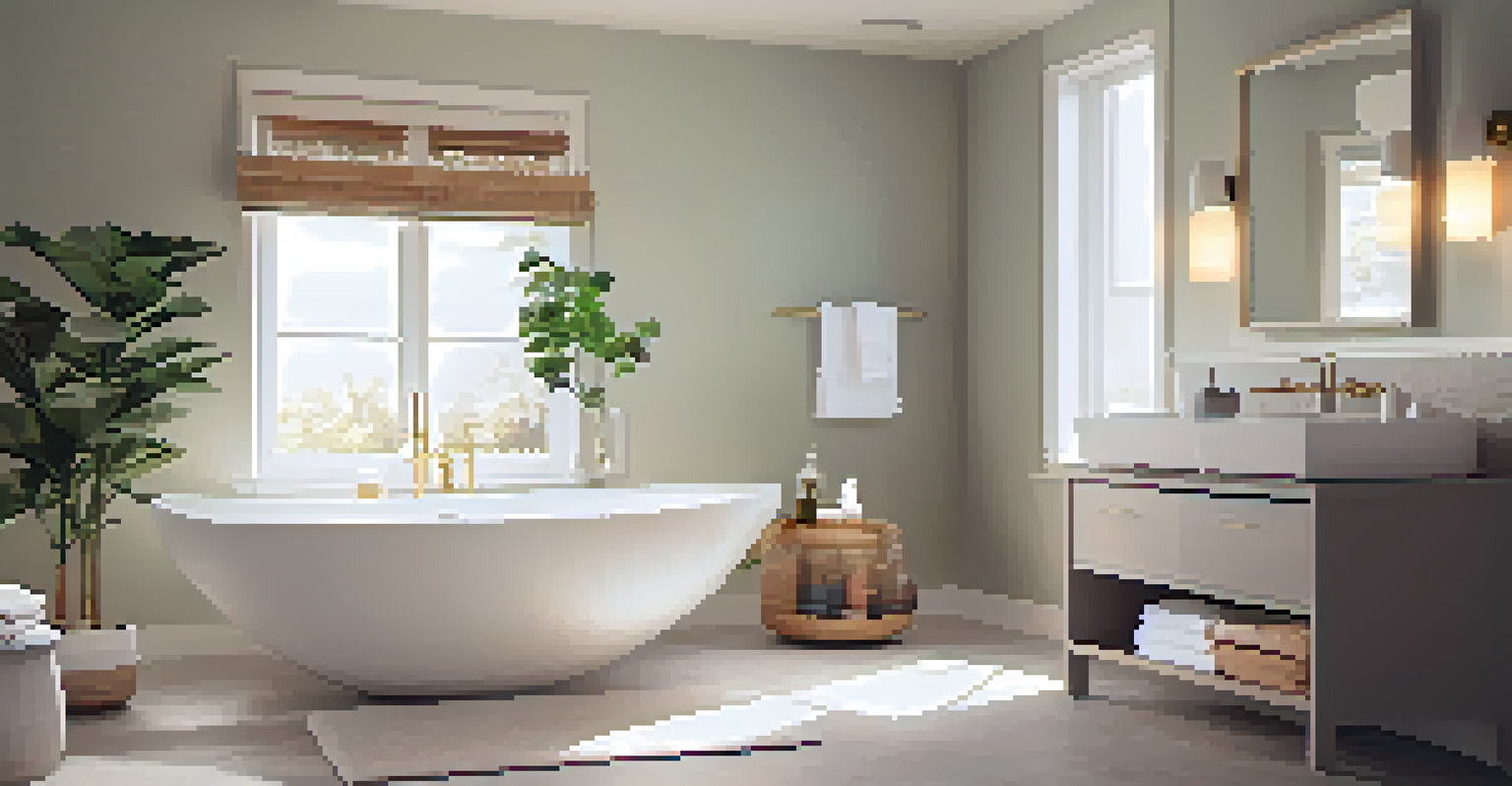 A calming bathroom with a freestanding bathtub, modern fixtures, and soft lighting for a spa-like feel.