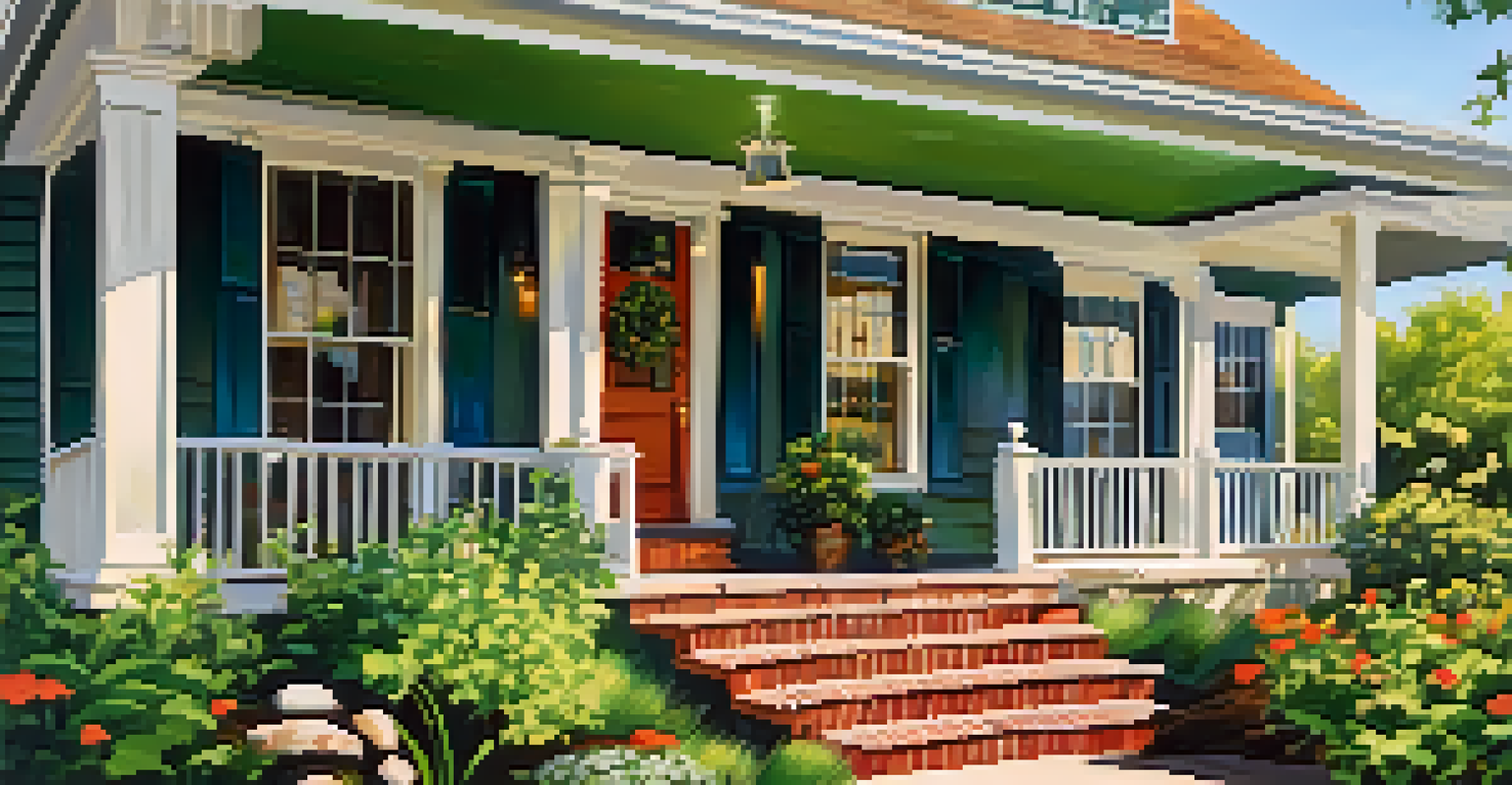 A sunny outdoor view of a charming home with a welcoming front porch.