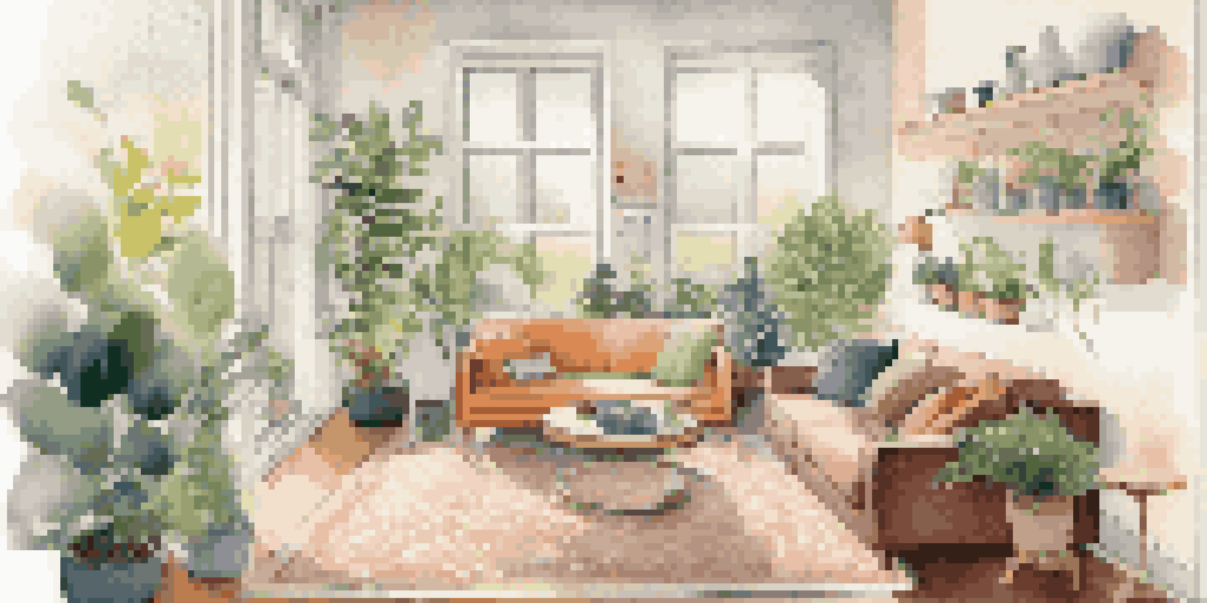 A cozy living room designed for accessibility, featuring a comfortable sofa, wide pathways, and assistive tools like a grab bar.