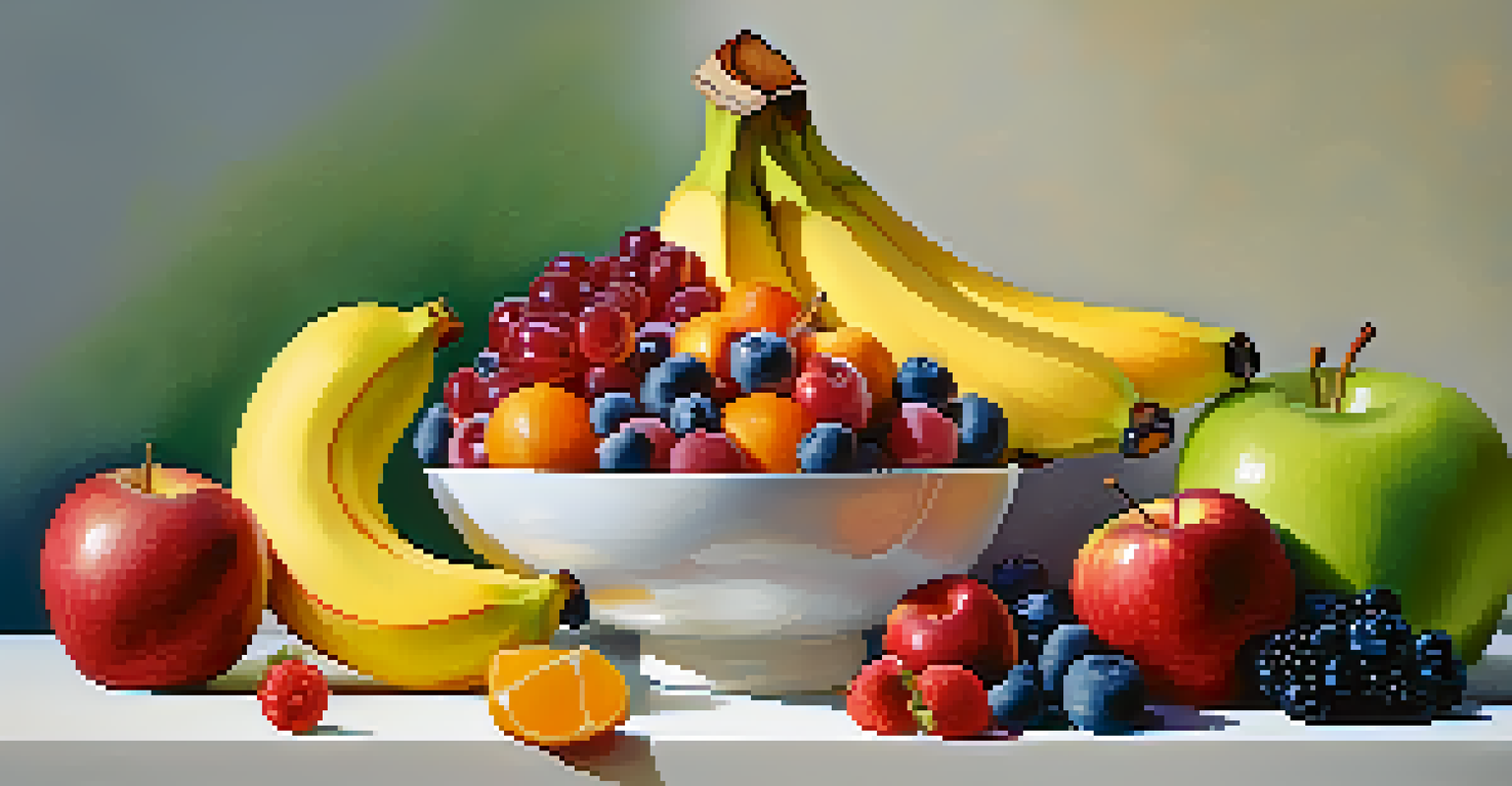 A colorful bowl of fruit salad showcasing apples, bananas, and berries, symbolizing diversification.