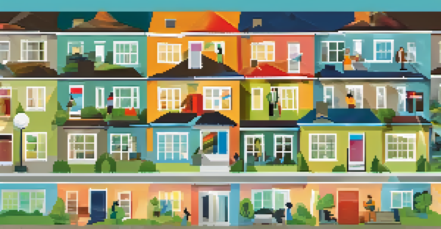 An infographic showing different audience types in real estate with colorful icons and a central real estate agent figure.