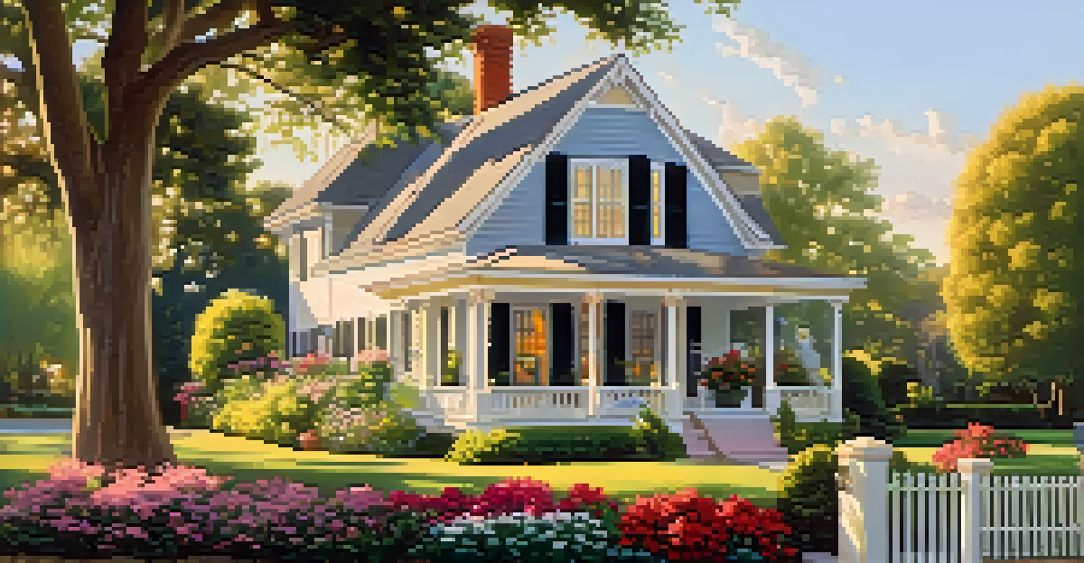 A picturesque house with a beautiful garden and a 'For Sale' sign, creating an inviting first impression.