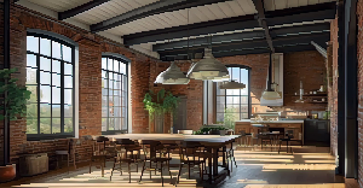 An interior view of a historic property blending original features with modern furniture and design, illuminated by sunlight.