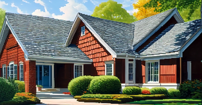 A close-up view of a well-maintained roof with neatly aligned shingles under a bright blue sky.