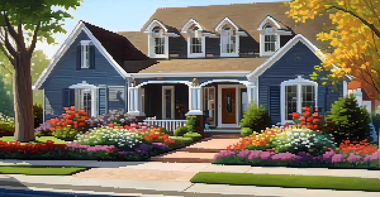 A front yard with vibrant flowers, a freshly painted house, and a clean pathway leading to the door.