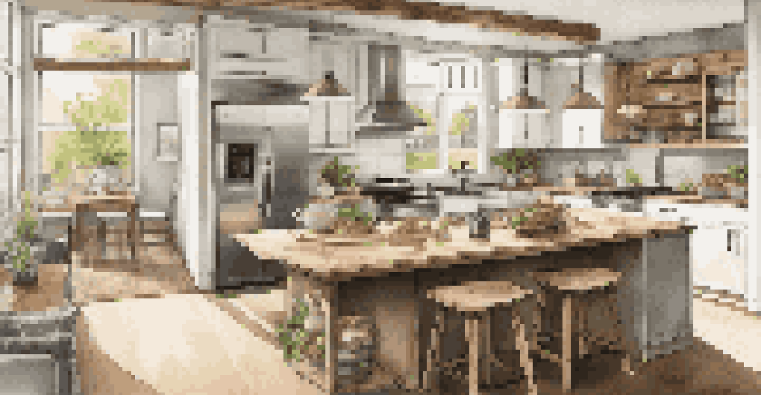 A modern kitchen with eco-friendly features, open layout, and bright natural light, showcasing sustainable design elements.