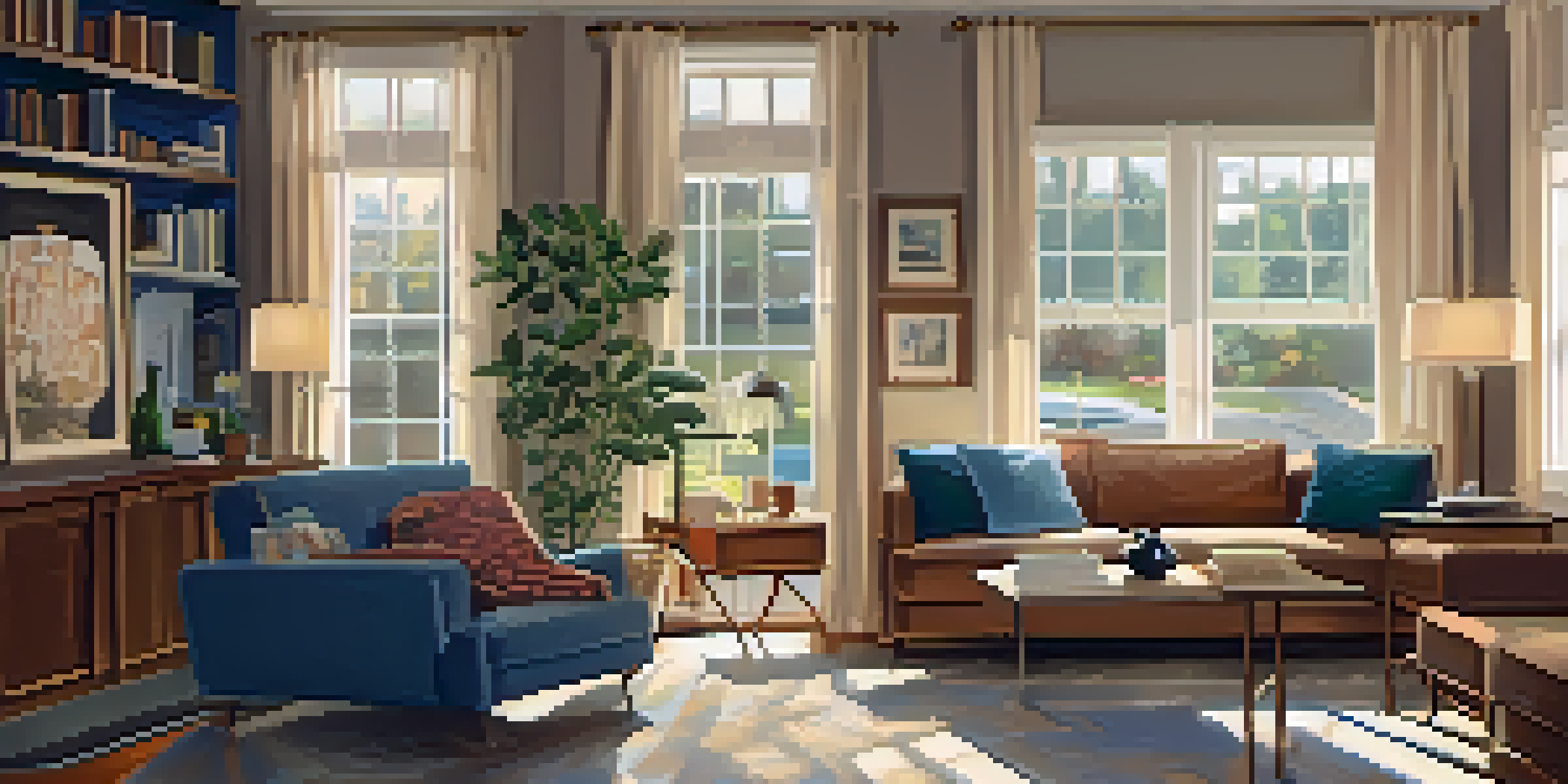 A family in a cozy living room discussing their rent-to-own plans with blueprints on the table.