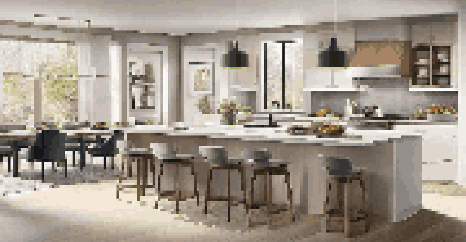 A contemporary kitchen with sleek cabinets, energy-efficient appliances, and quartz countertops, filled with natural light.