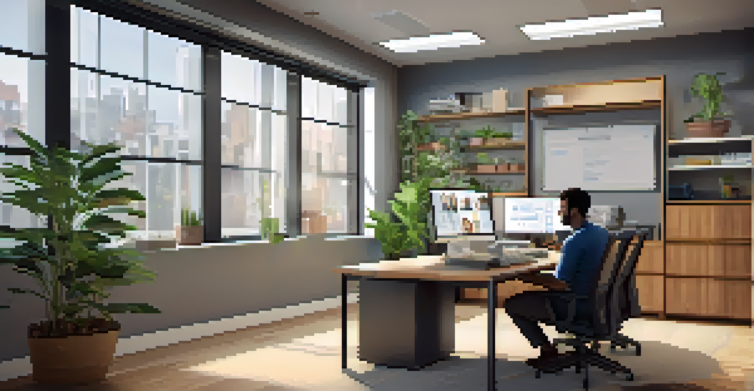 A contractor presenting a project update to a client via video call from their office desk.