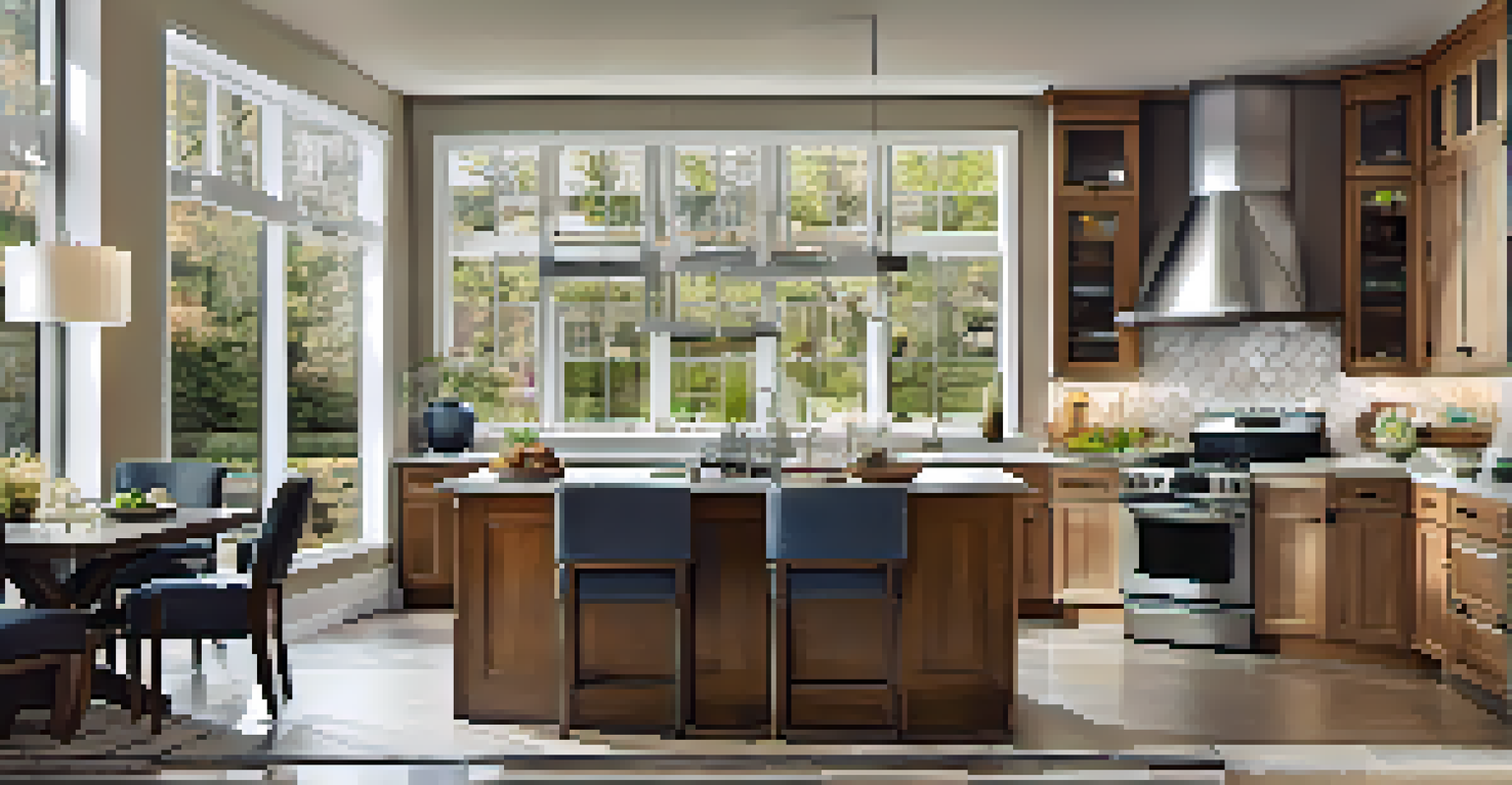 A modern kitchen with stylish renovations and abundant natural light.