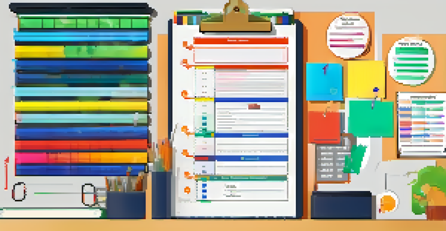 A clipboard with a project scoring system checklist and a calculator on a minimalist workspace.