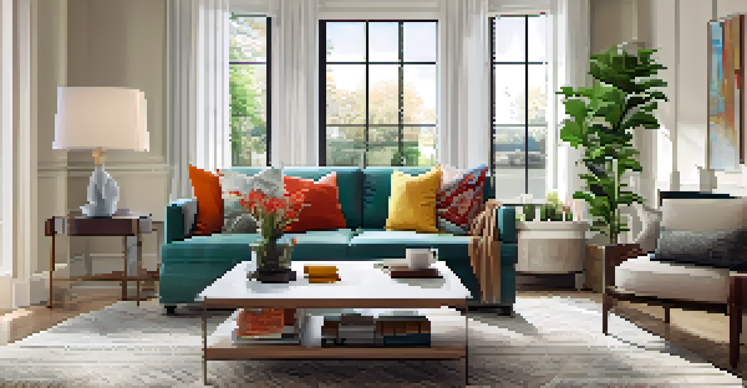 A cozy and stylish living room in a rental property with natural light.