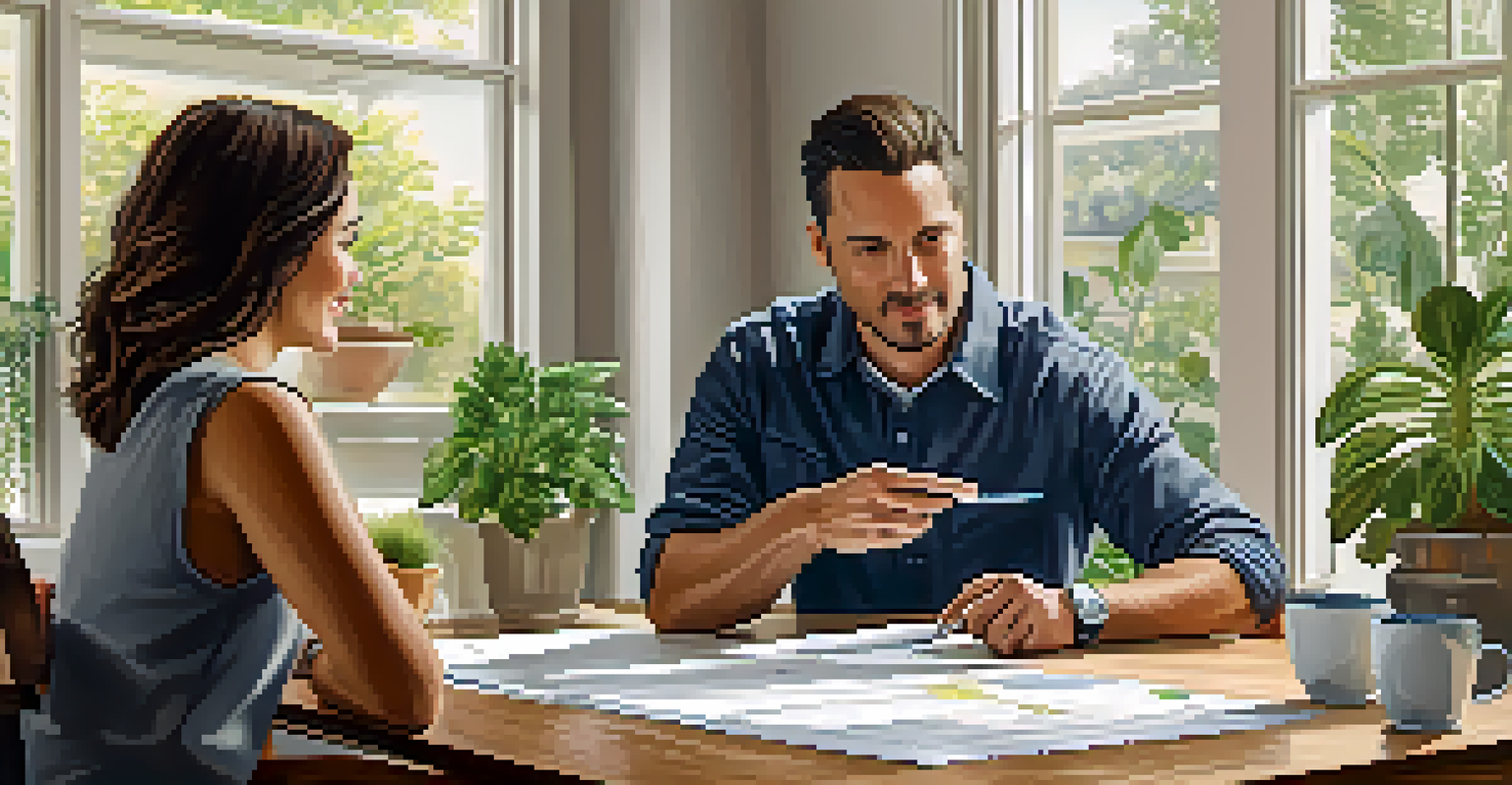 A contractor and client reviewing a detailed estimate at a dining table, emphasizing clear communication.