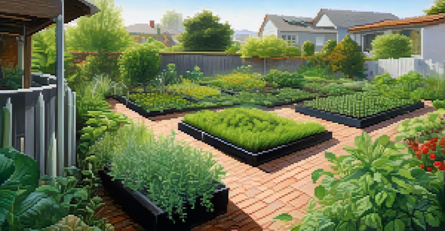 A close-up of a lush garden benefiting from greywater irrigation, showcasing healthy plants and soil.