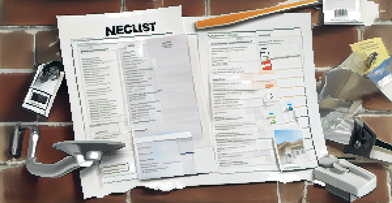 A checklist highlighting common home inspection issues like a leaky faucet, cracked tiles, and roof damage, with a blurred house in the background.