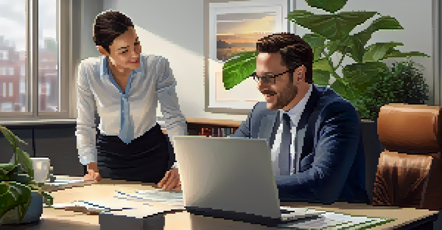 A landlord and tenant having a friendly conversation in an office, emphasizing open communication and professionalism.