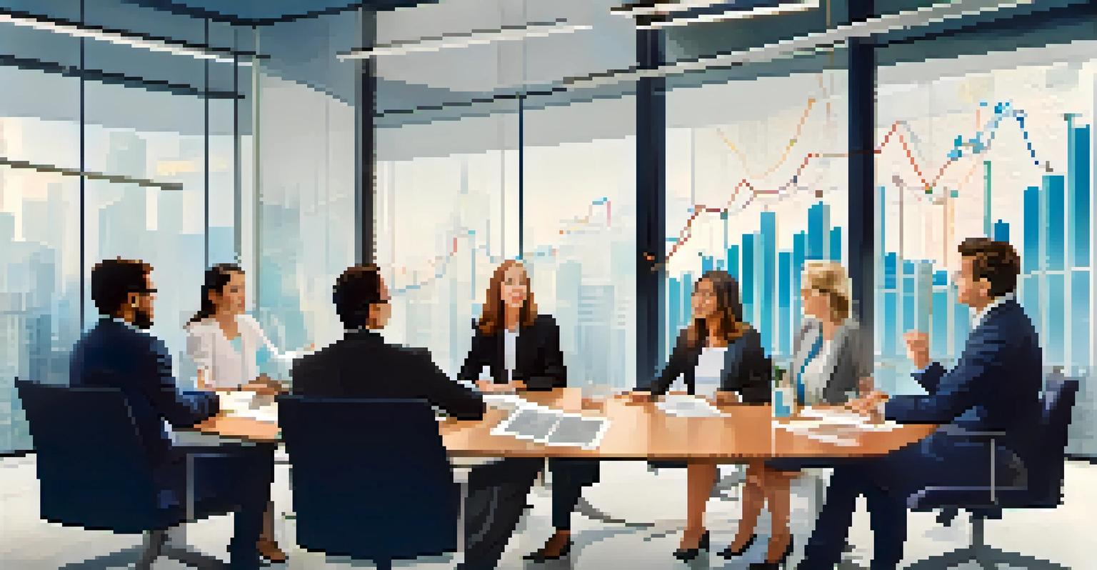 A diverse group of individuals discussing real estate financing in a modern conference room.