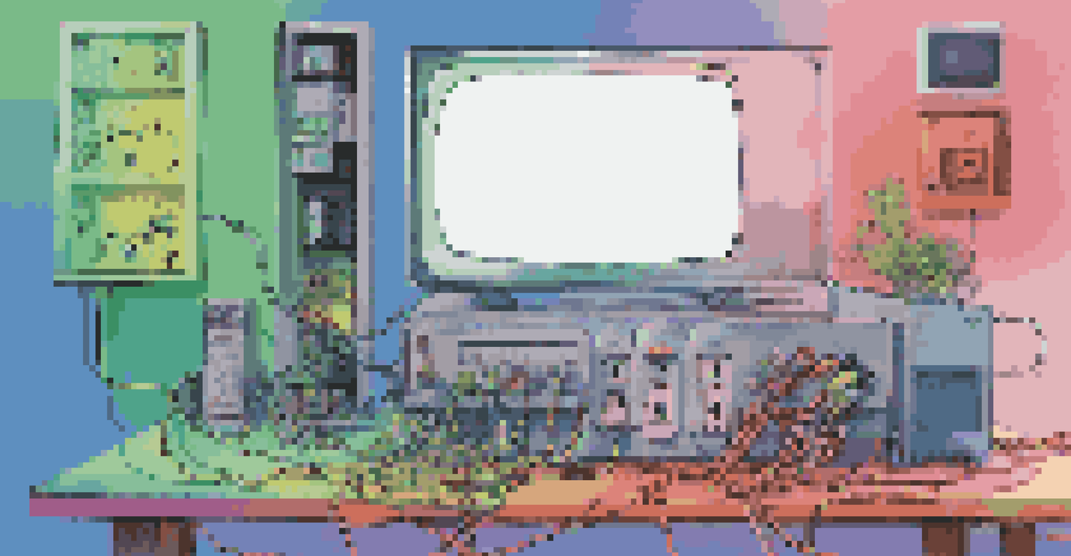 A smart power strip connected to home electronics, representing energy efficiency with a colorful illustration.