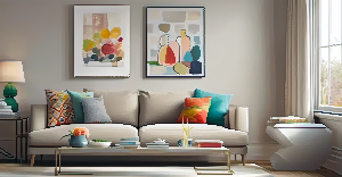 A cozy and inviting living room staged for sale, with neutral colors, modern furniture, and natural light.