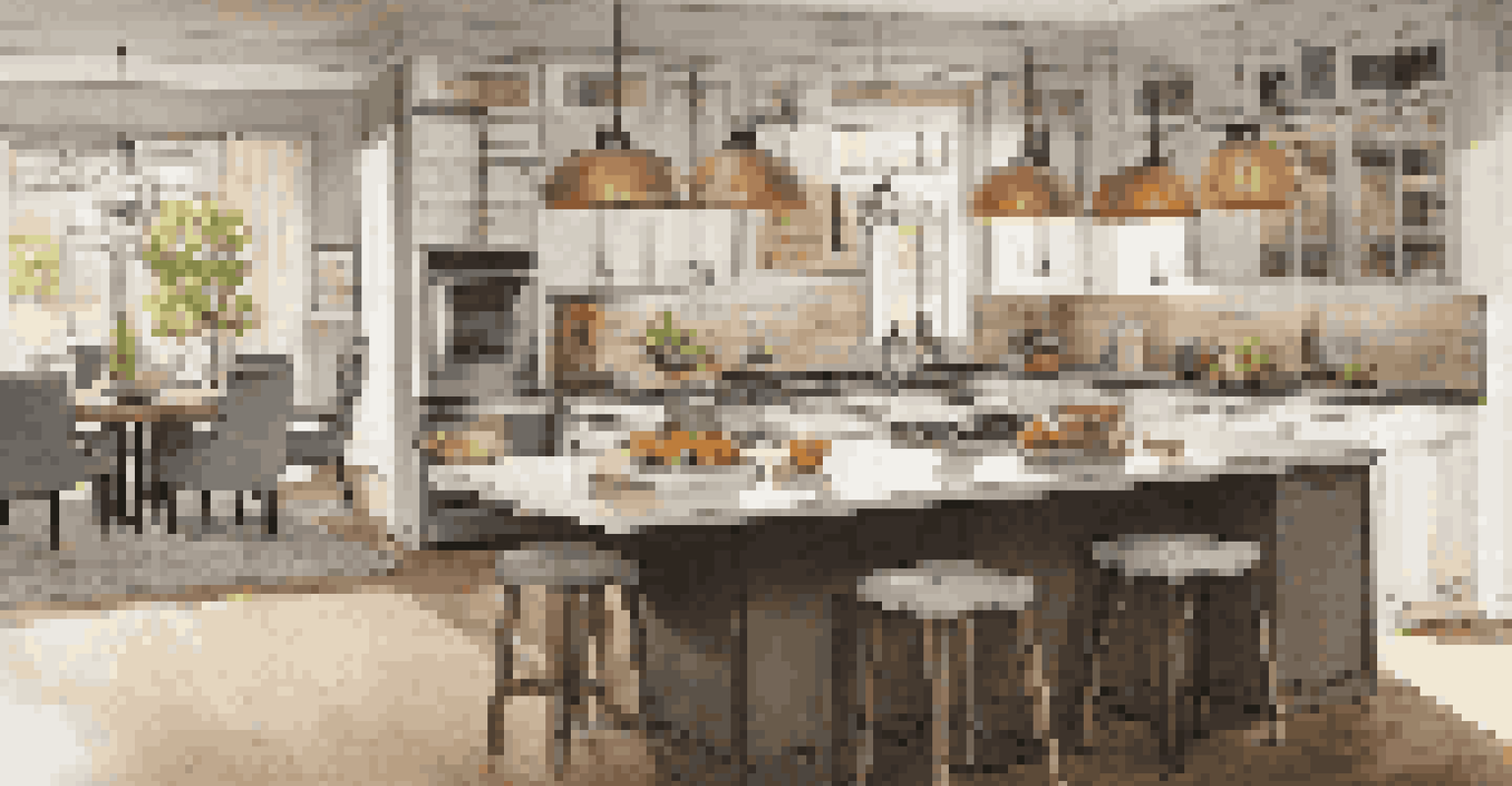 A modern kitchen with layered lighting, highlighting a chef preparing food with ambient and task lighting.