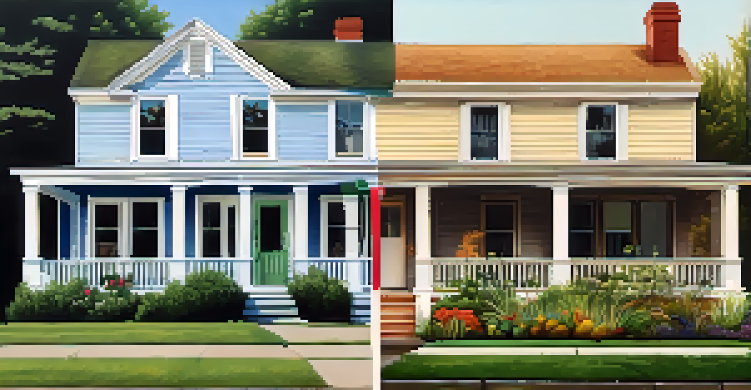 A comparison of a home before and after renovation, highlighting the transformation from dilapidated to charming.