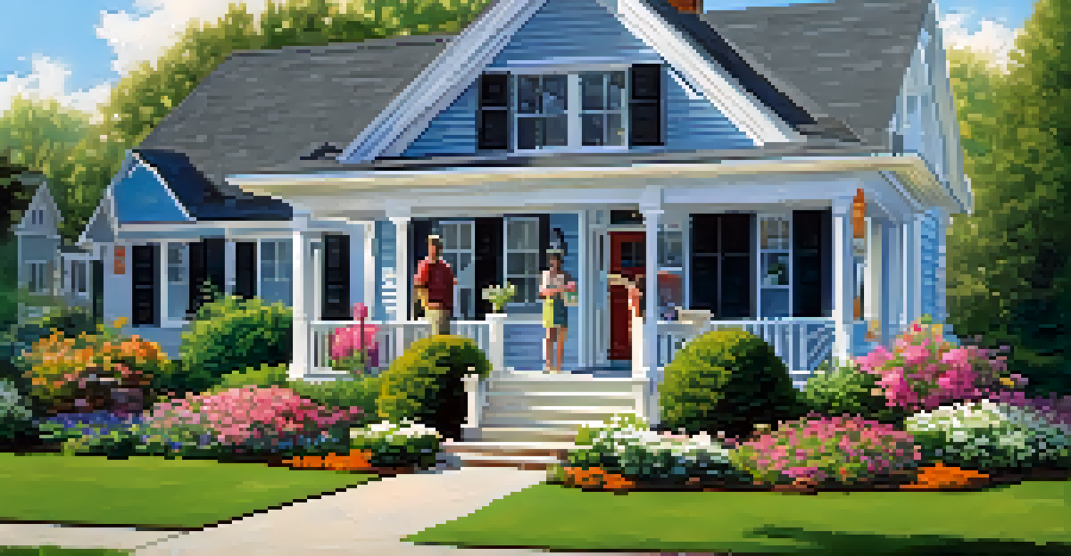 A happy family standing in front of their newly purchased home with a 'Sold' sign.