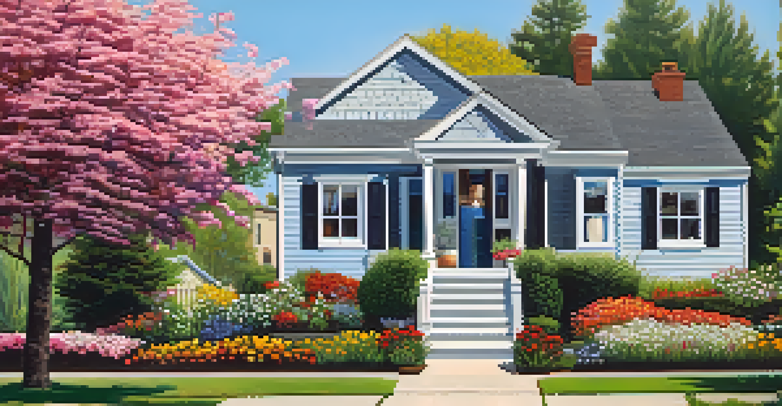 A joyful homeowner in front of their new house holding a 'Sold' sign with a garden in the background.