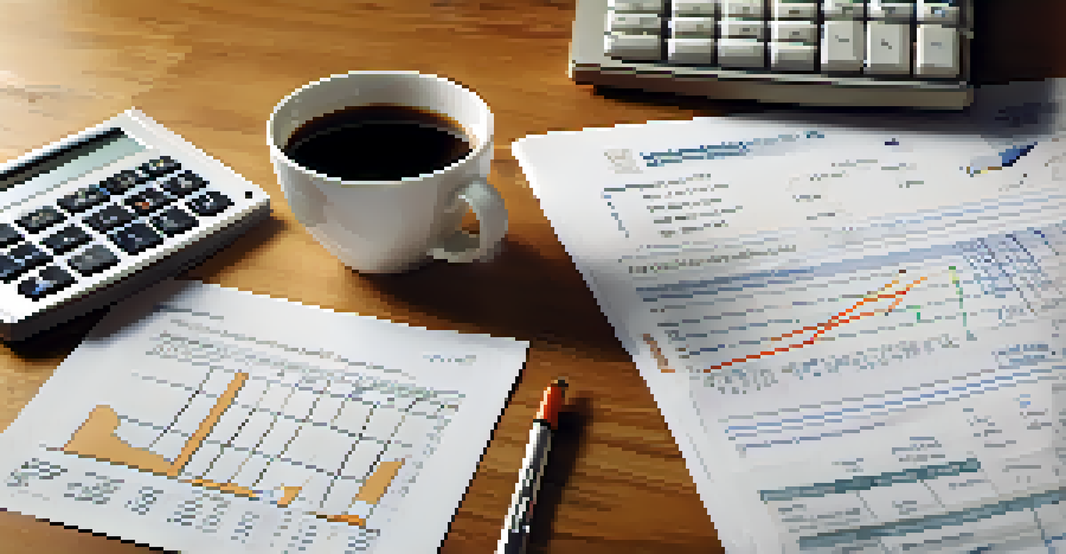 A close-up view of a property appraisal document on a wooden table with a calculator, pen, and coffee cup.