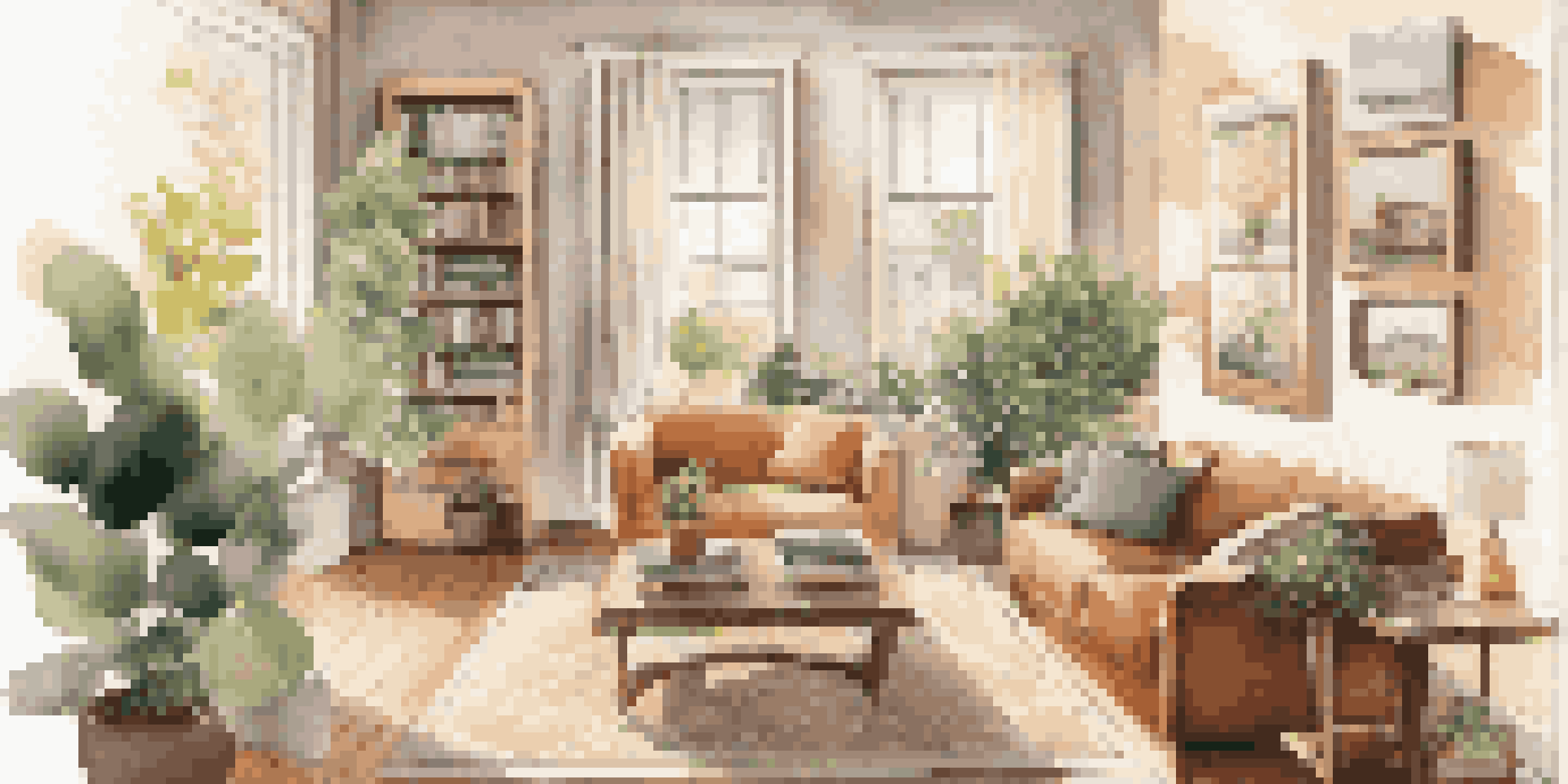 A bright living room with a sofa, coffee table with real estate documents, and a sunny window.