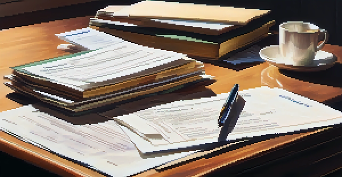 A close-up of documents showing closing costs with a calculator and pen on a wooden table, illuminated by soft natural light.