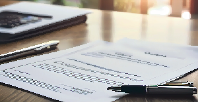 A close-up of a lease agreement document on a wooden table with a pen beside it.