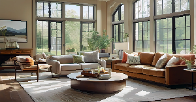 A warm and inviting family living room with comfortable furniture, family photos, and natural light.