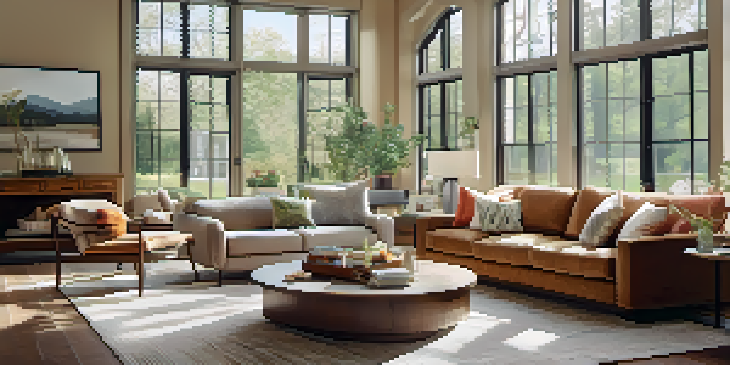 A warm and inviting family living room with comfortable furniture, family photos, and natural light.