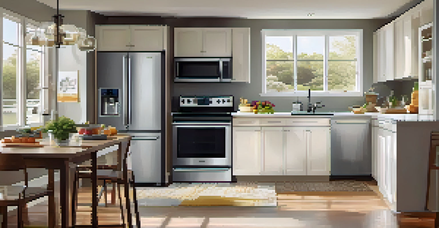 A modern kitchen with energy-efficient appliances, bright natural light, and a minimalist design.
