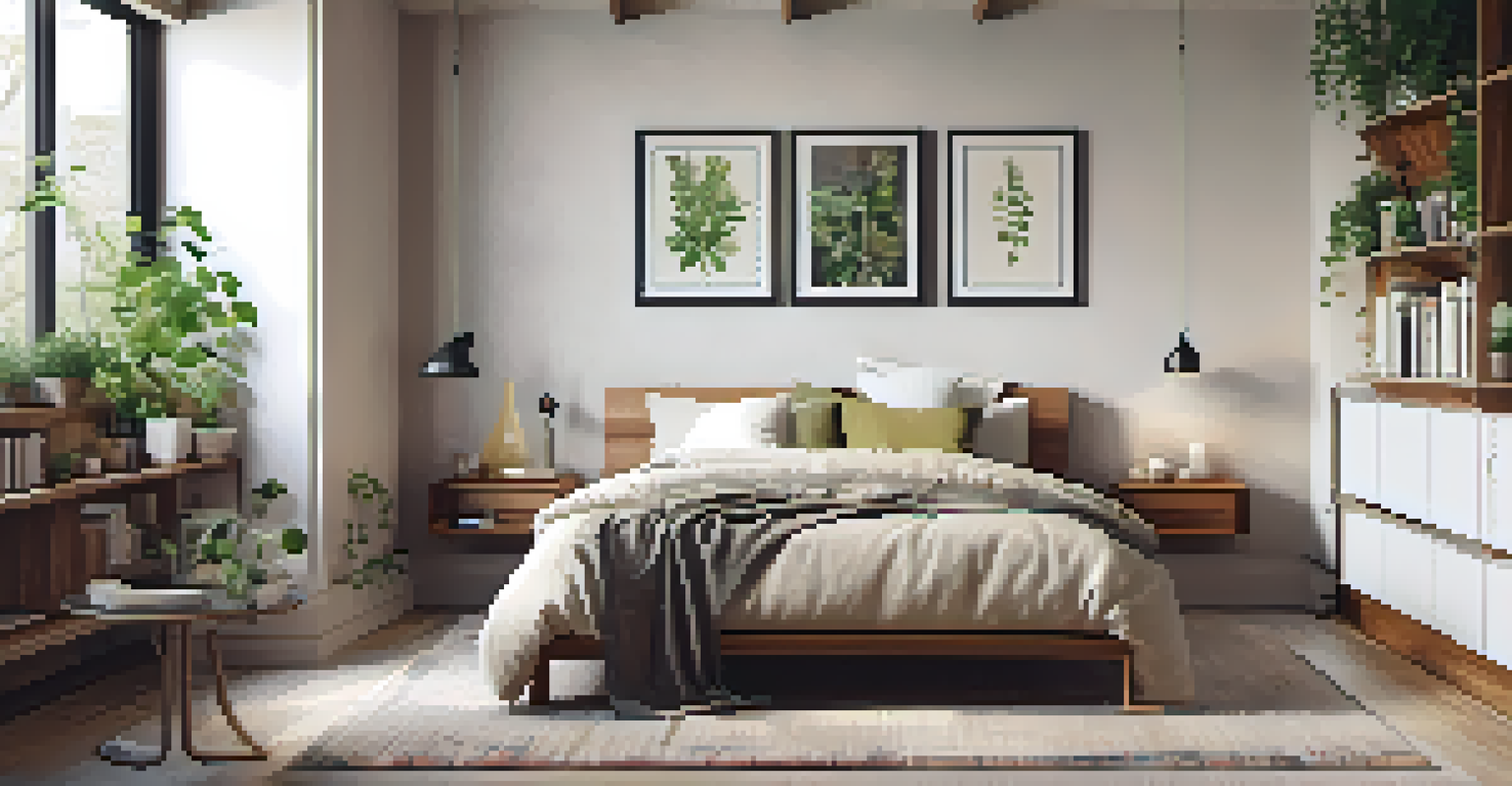 An elegant small bedroom with tall bookshelves and light-colored bedding.
