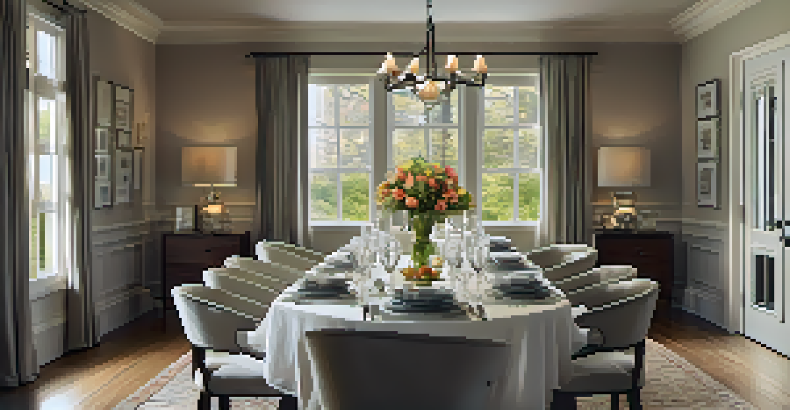 A beautifully arranged dining table with flowers and candles set in a cozy, well-lit room.
