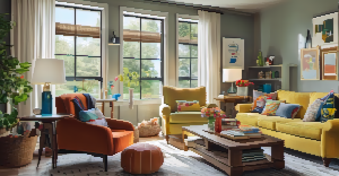 A warm living room filled with family members of different ages, showcasing a mix of play and relaxation, with abundant natural light.