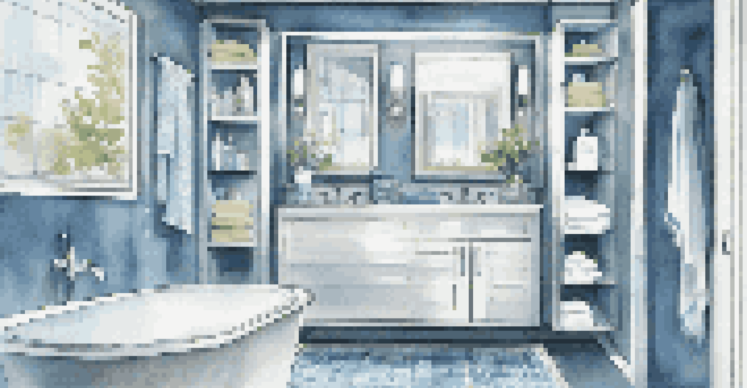 A luxurious bathroom featuring smart technology and a serene color palette, designed for modern living.