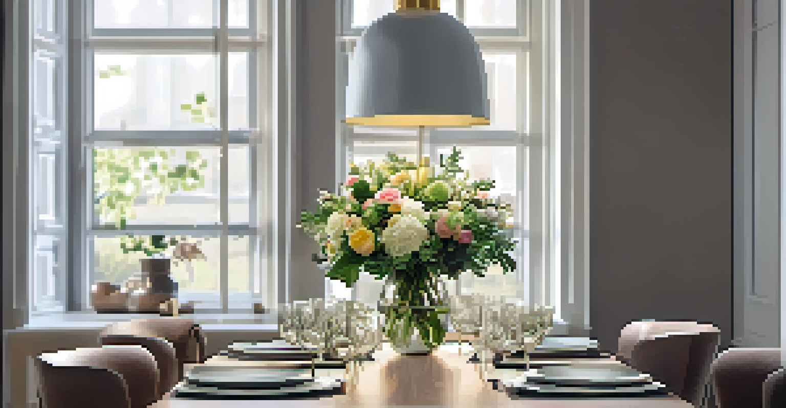 A stylish dining table illuminated by a glowing LED light bulb, beautifully arranged for a meal.