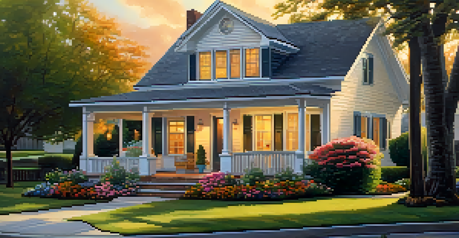 A charming house with a beautifully landscaped front yard and a welcoming porch.