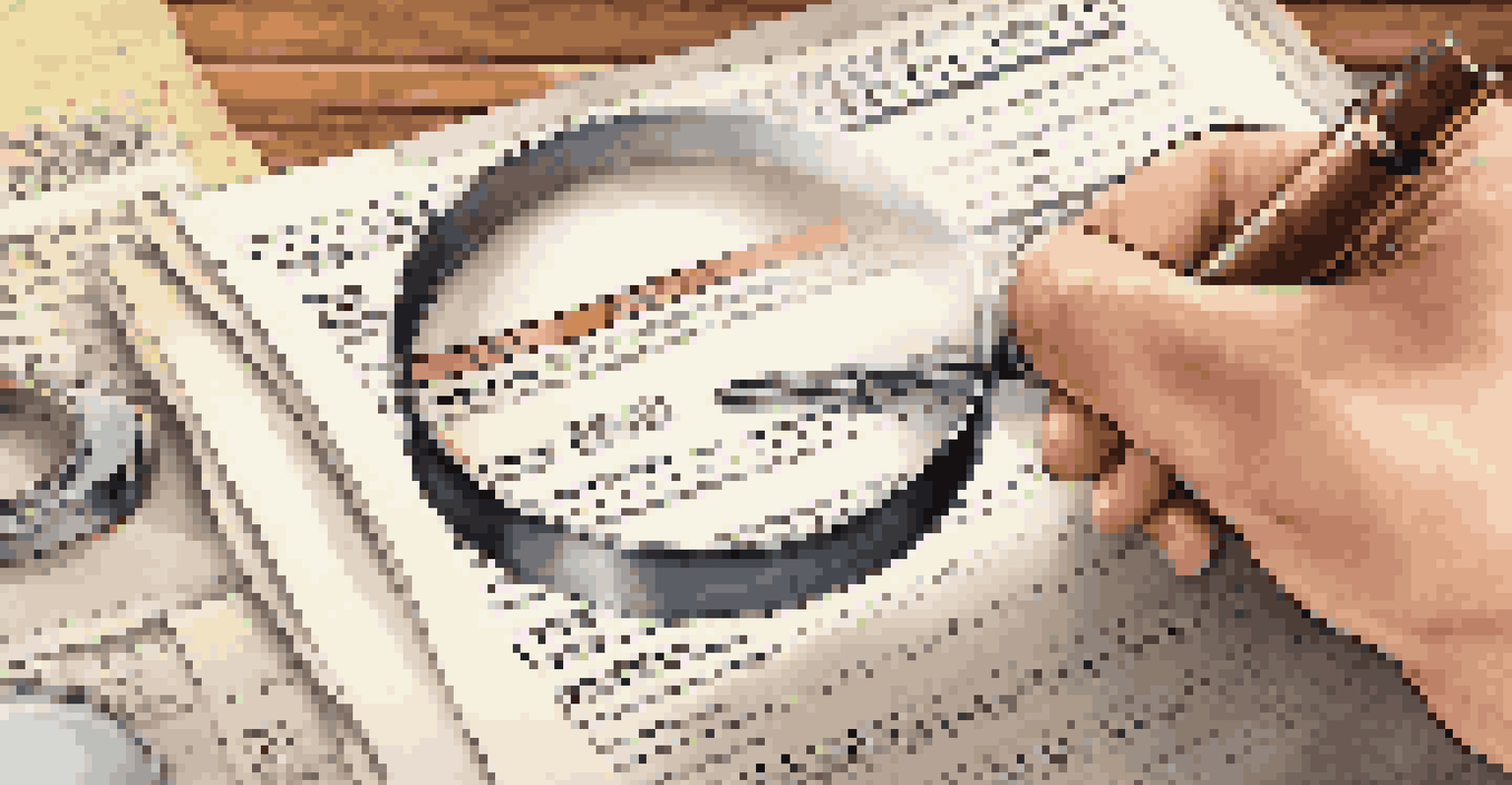 A hand using a magnifying glass to examine a Closing Disclosure document with highlighted fees.