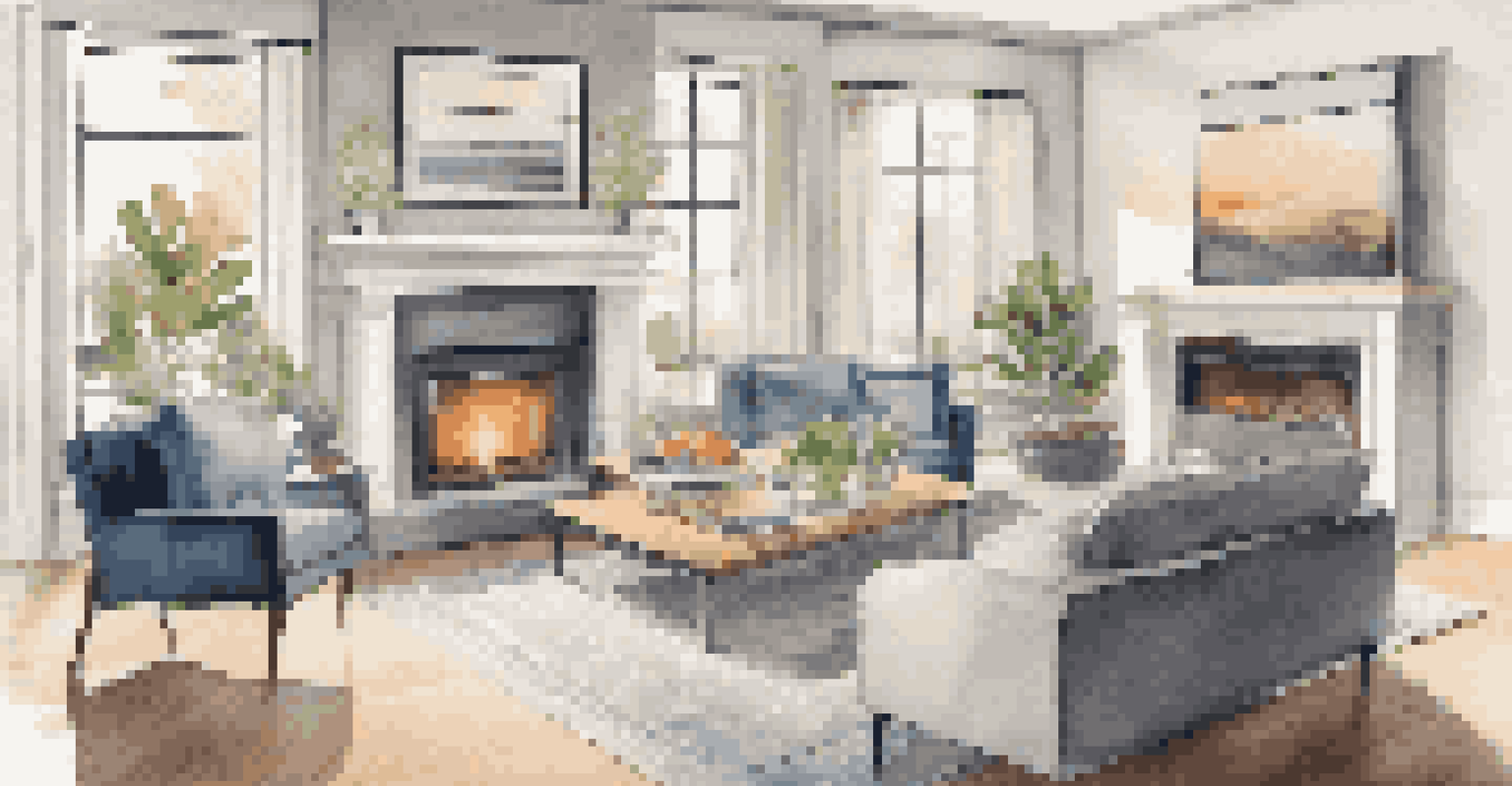 A real estate agent giving a virtual tour of a modern living room using a tablet, showcasing innovative marketing.