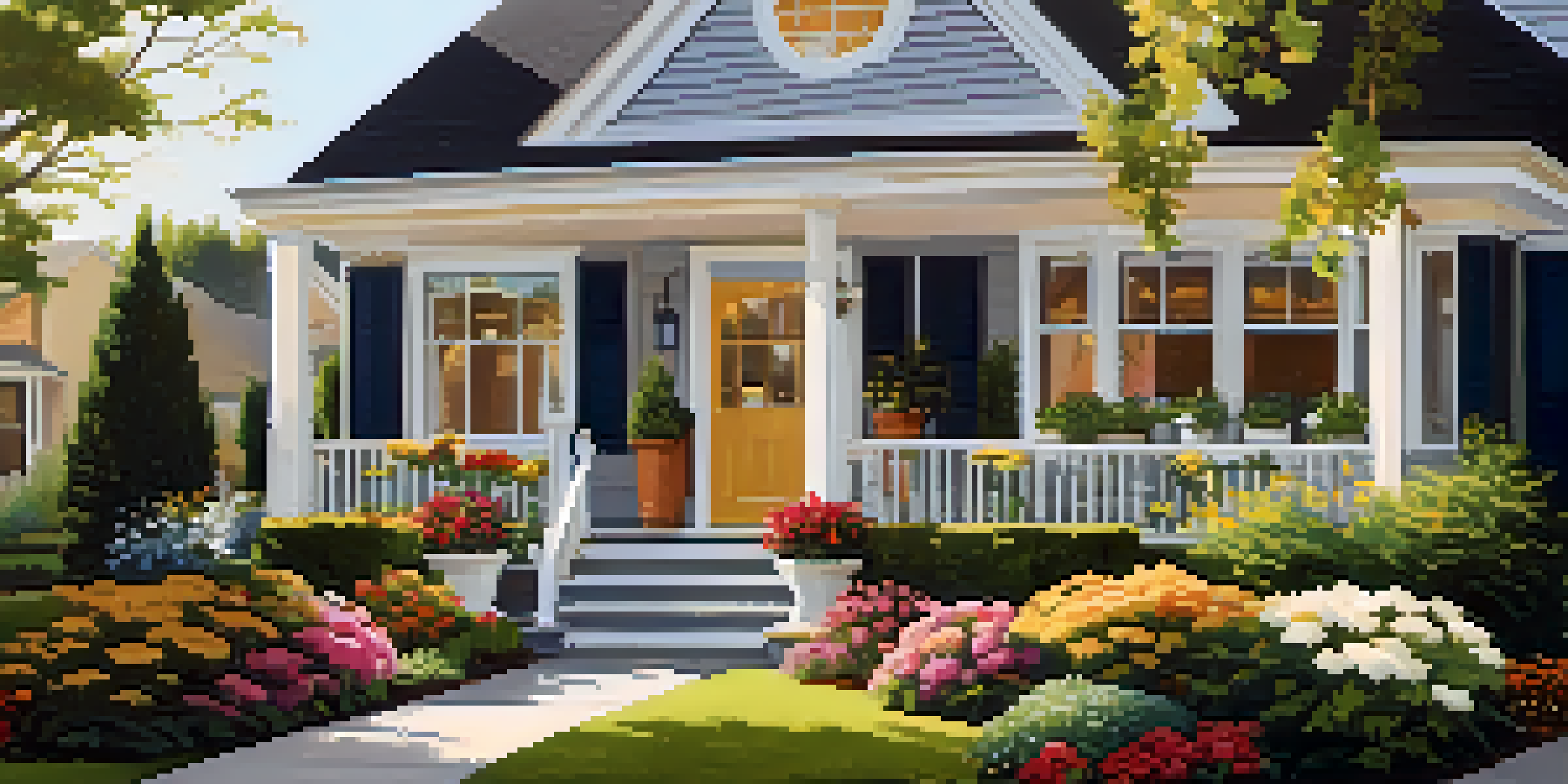 An open house event with potential buyers exploring a charming suburban home, while a real estate agent engages with them.